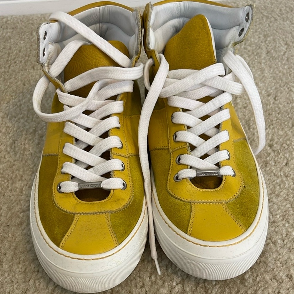 Jimmy Choo Yellow High-Top Sneakers